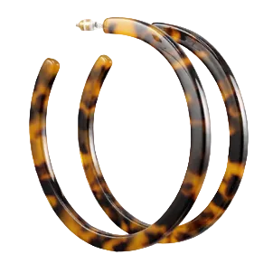 Small Brown Tortoise Acrylic Open Hoop Earrings