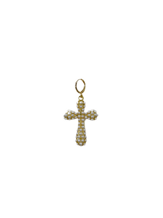 Small Pearl Cross Scarf Charm