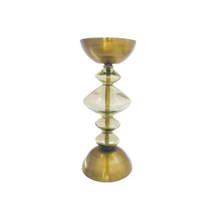 Small Recycled Glass & Metal Pillar Holder