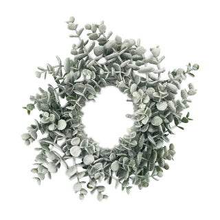 Snowy Flocked Eucalyptus Candle Ring white nature calm