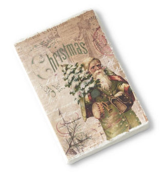 Soft Cover Deckle Edge 6" Christmas Journal Assorted green santa holding tree note pad