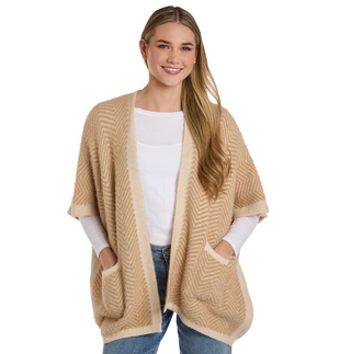 Soft Spot Dolman Sleeve Cardigan One Size beige cream ivory herringbone pocket