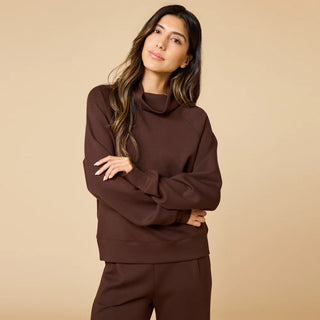 Softies DreamTech Cowl Neck Top with Pleat Pant in Espresso