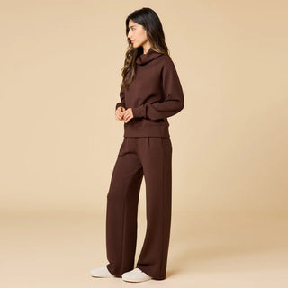 Softies DreamTech Cowl Neck Top with Pleat Pant in Espresso