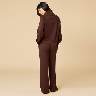 Softies DreamTech Cowl Neck Top with Pleat Pant in Espresso