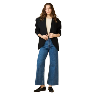 Softies DreamTech Exaggerated Collar Cardigan in Black