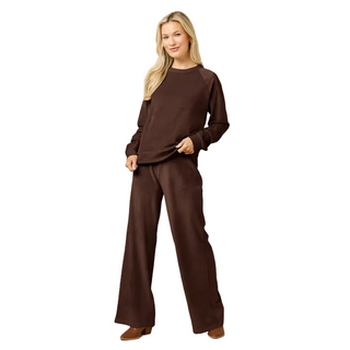Softies Serenity 1/4 Zip with Wide Pant in Espresso