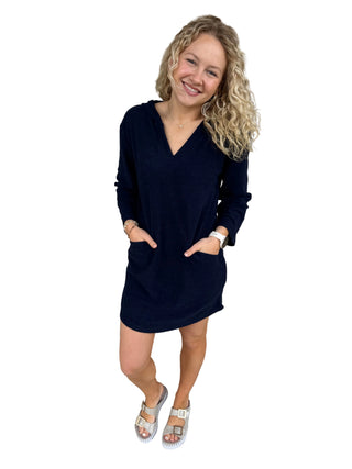 Softies Terry Hooded Lounger in Midnight navy robe lounge dress