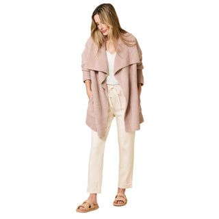 Softies Ultra-Marshmallow Wrap Cardigan with Exaggerated Collar in Coco