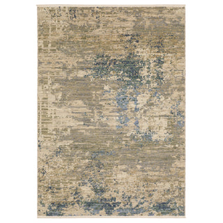 Soleri SOL07 7'10" x 10'10" Rug abstract blue green blue grey beige cream wool nylon fringe