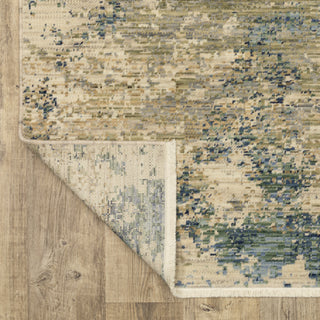Soleri SOL07 7'10" x 10'10" Rug green blue beige grey ivory cream fringe wool nylon space-dyed