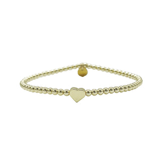 Solid Heart 14K Gold Filled Beaded Bracelet hypoallergenic nickel free waterproof tarnish free