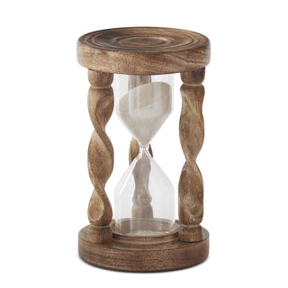 Spiral Wood & Glass Hourglass