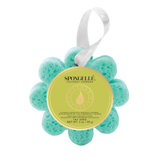 Spongellé Coconut Verbena Wild Flower Soap Sponge with white ribbon