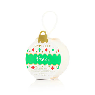 Spongellé Peace Winter Pear Holiday Ornament Body Wash Infused Buffer