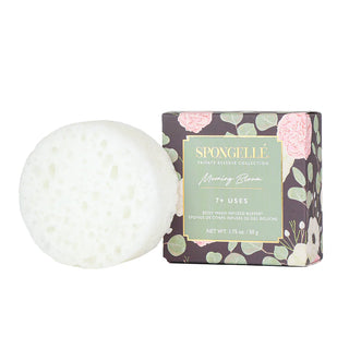 Spongellé Private Reserve Morning Bloom Spongette sponge next to product box