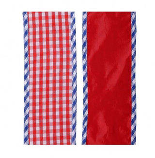 Spring Gingham with Border Wired Ribbon 4" in Red & Blue SOLD BY THE FOOT navy white patriotic america