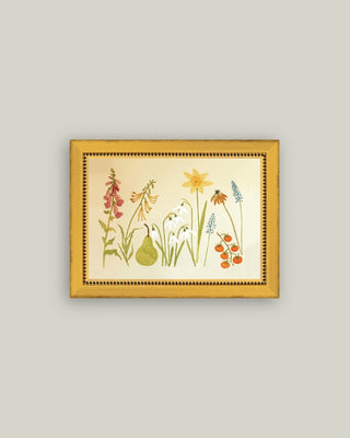 Spring Harvest Antique Framed Art pear flower floral tomato gold frame