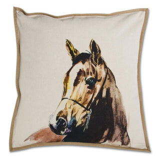 Square Canvas Hand Painted Horse Head Pillow