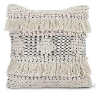 Square Cream & Gray BOHO Diamond Pattern Pillow 18"