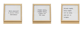 Square Metal & Glass Frame w/ Easel and Christmas Carol Saying Assorted gold