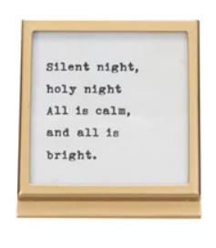 Square Metal & Glass Frame w/ Easel and Christmas Carol Saying Assorted gold silent night