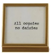 Square Metal & Glass Frame w/ Easel and Saying in Gold Assorted all oopsies no daisies