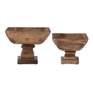 Square Wood Bowls on Pedestals Assorted