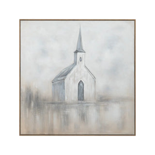 Steeple Study Floating Frame Canvas church white gold frame