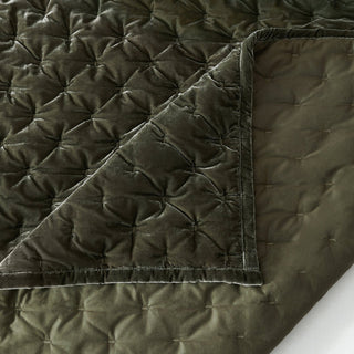 Stella Faux Silk Velvet Pintuck Quilt Set Fern Green