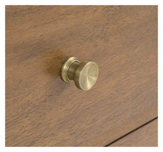 Stewart Seven Drawer Dresser rich brown stain brushed brass knob acacia wood