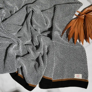 Stipple Stripe 100% Organic Cotton Throw in Black/Bronze