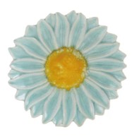 Stoneware Flower Shaped Plated Reactive Glaze Assorted light blue yellow center