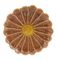 Stoneware Flower Shaped Plated Reactive Glaze Assorted orange yellow center