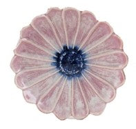 Stoneware Flower Shaped Plated Reactive Glaze Assorted pink blue center