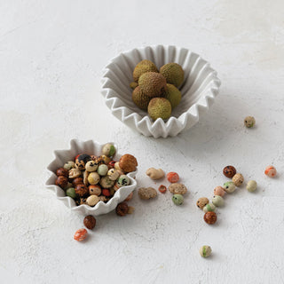 Stoneware Fluted Bowl in White