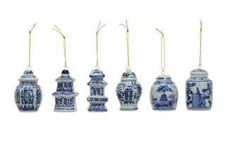 Stoneware Ginger Jar Assorted Ornament blue and white chinoiserie