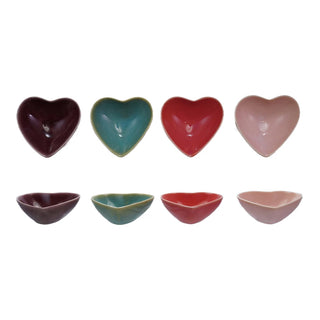 Stoneware Heart Shaped Dish, 4 Colors purple blue red pink