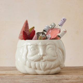 Stoneware Santa Head Shaped Bottle Cooler cream Christmas