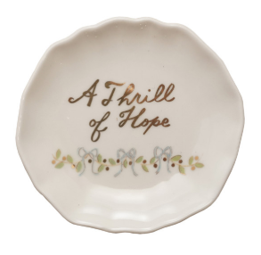 Stoneware Scalloped Plate with Gold Electroplating Assorted A Thrill of Hope trinket Christmas