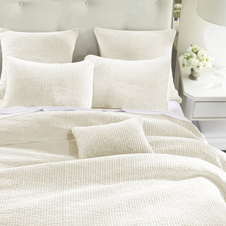 Stonewashed Cotton Velvet Quilt Set in Vintage White