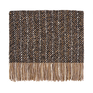 Stria Throw in Oyster blanket fringe black white beige cream