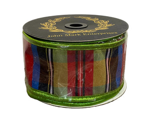 Stripe Metallic Dupion Red/Green Metallic Piping Ribbon 2.5" - SOLD BY THE FOOT lime green apple plaid