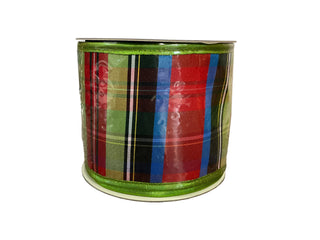 Spool of multicolored striped ribbon