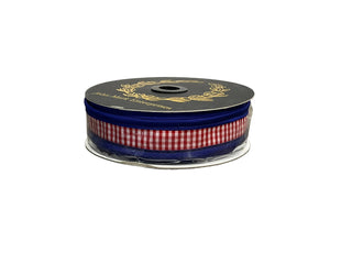 Gingham Red ribbon with royal blue border