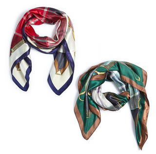 Tartan Horse Bit Print Silky Scarf Assorted horse bit print plaid