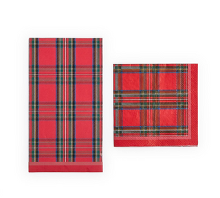 Tartan Traditions 3-Ply Paper Napkins Assorted cocktail dinner blue red yellow white Holiday Christmas