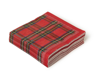 Tartan Traditions 3-Ply Paper Napkins Assorted cocktail red white yellow blue Christmas holiday