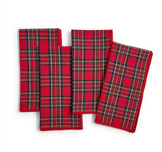 Tartan Traditions Cloth Napkins Set of 4  blue red yellow gold Christmas holiday