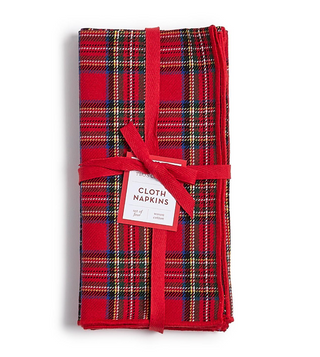 Tartan Traditions Cloth Napkins Set of 4  blue yellow red white Christmas holiday